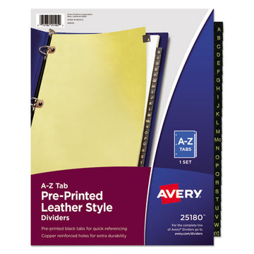 Avery® Preprinted Black Leather Tab Dividers W-copper Reinforced Holes, 25-tab, Letter freeshipping - TVN Wholesale